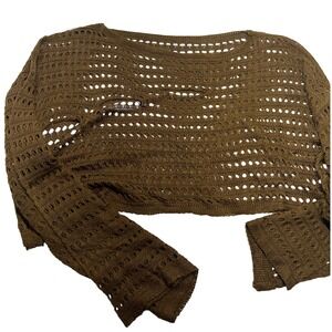 SHEIN CURVE 2XL Brown Crochet Knit Open Weave‎ Bolero Shrug Top Plus Size